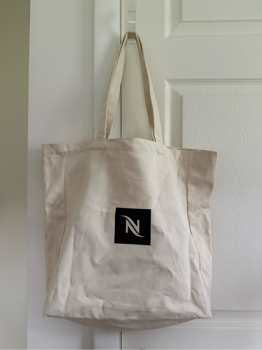 Nespresso Cream Canvas Logo Tote Bag Large Shoulder